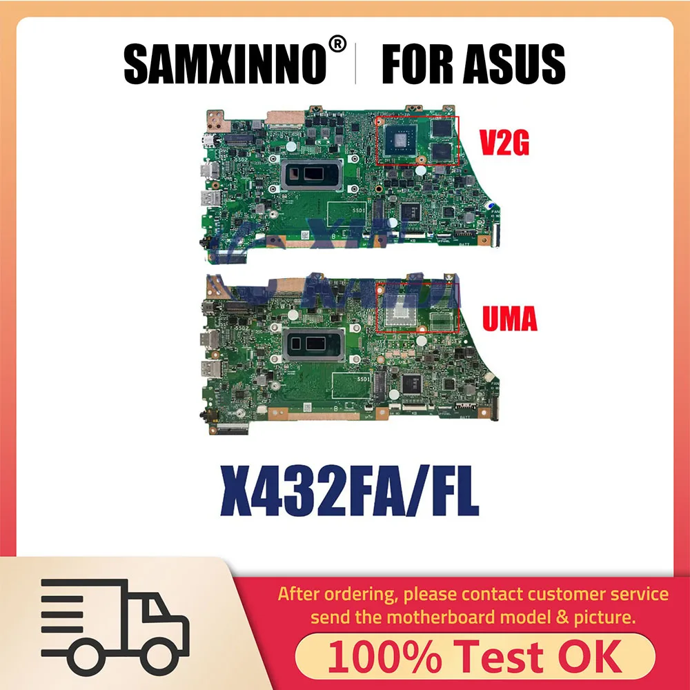 Notebook Mainboard For ASUS VivoBook X432FL X432FA X432FAC X432FLC Laptop Motherboard i3 i5 i7 8th 10th CPU 8GB 16GB RAM V2G UMA