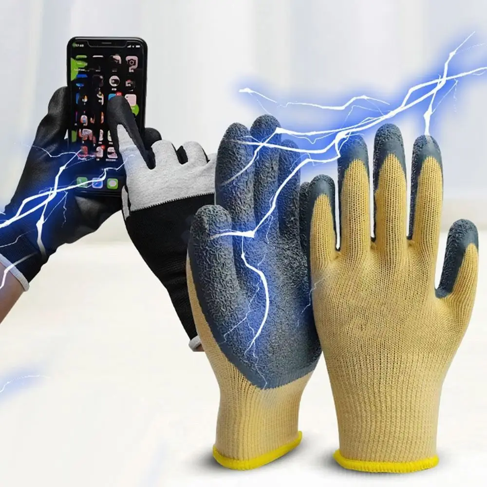 

Yellow Black Electrician Insulating Gloves Rubber Withstanding Voltage 400V Insulation Touch Screen Glove Househeld Industrial