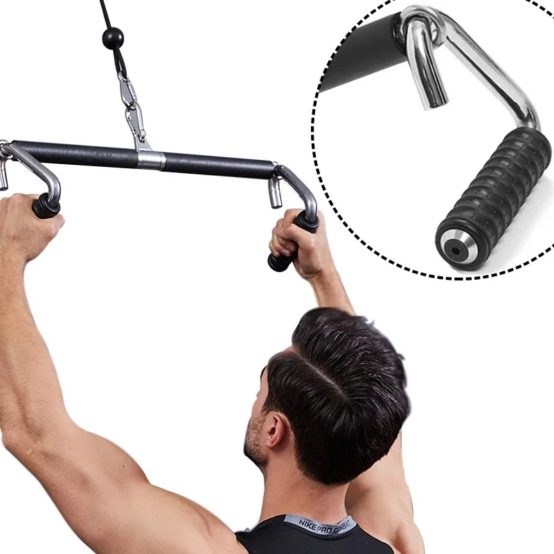 Heavy Duty Fitness Hook Handle, Grip C Shaped Universal Rubber Wrapped Training ,Pull Bar For Cable Gym Handle Fitness Equipment