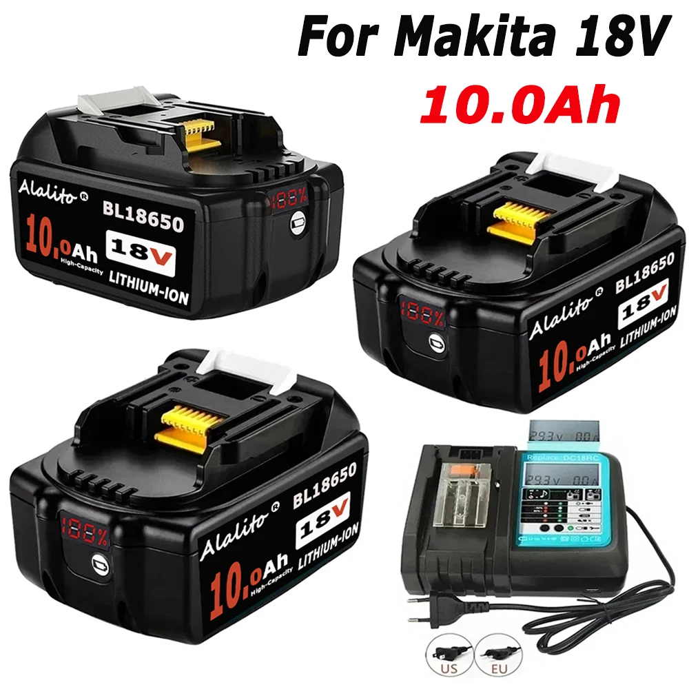 Batería recargable con pantalla LED para Makita, Pila de Iones de litio de 18V,10000mAh,10.0Ah, BL1840, BL1850, BL1830, novedad