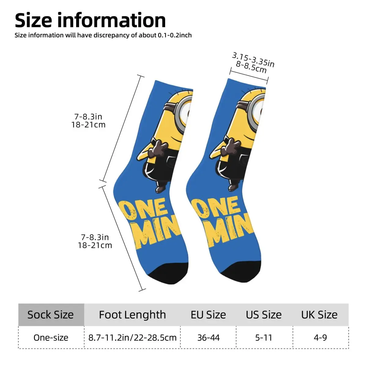 Crazy compression Despicable Me Minions One In A Minion Yellow Text Portrait Sock for Men Harajuku Despicable Me Minions Quality