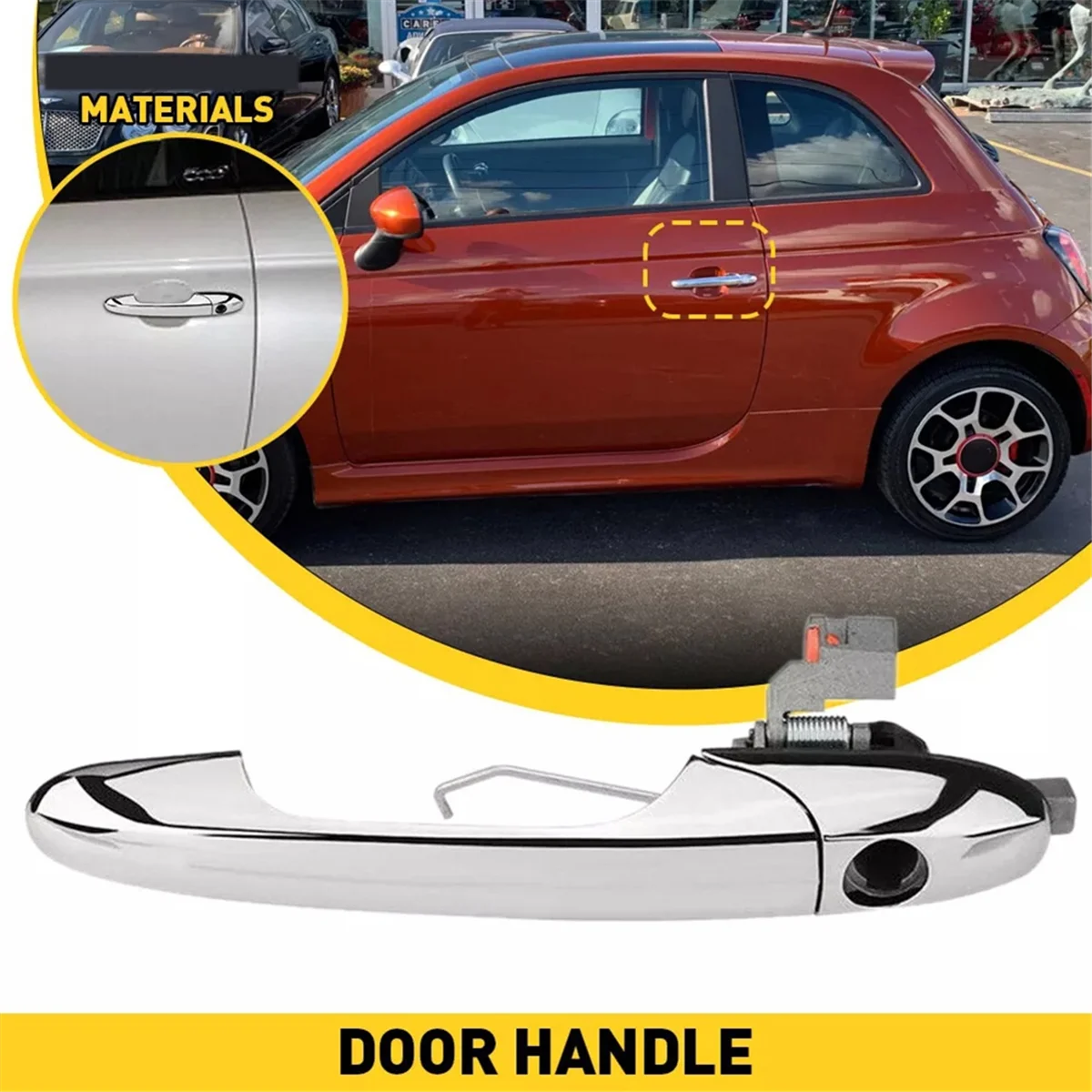 Chrome Driver'S Left Front Door Outer Handle for 500 735485875, 735451697,68069943AB Exterior Door Handle