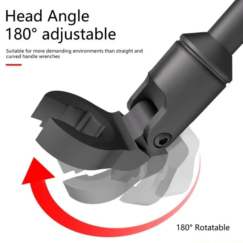 A2BE 6Pcs Flexible Head Wrench Set 12mm-19mm Injector Wrench Set For Fuels Lines 3/8inch Drive Crowfoot Nut Wrench