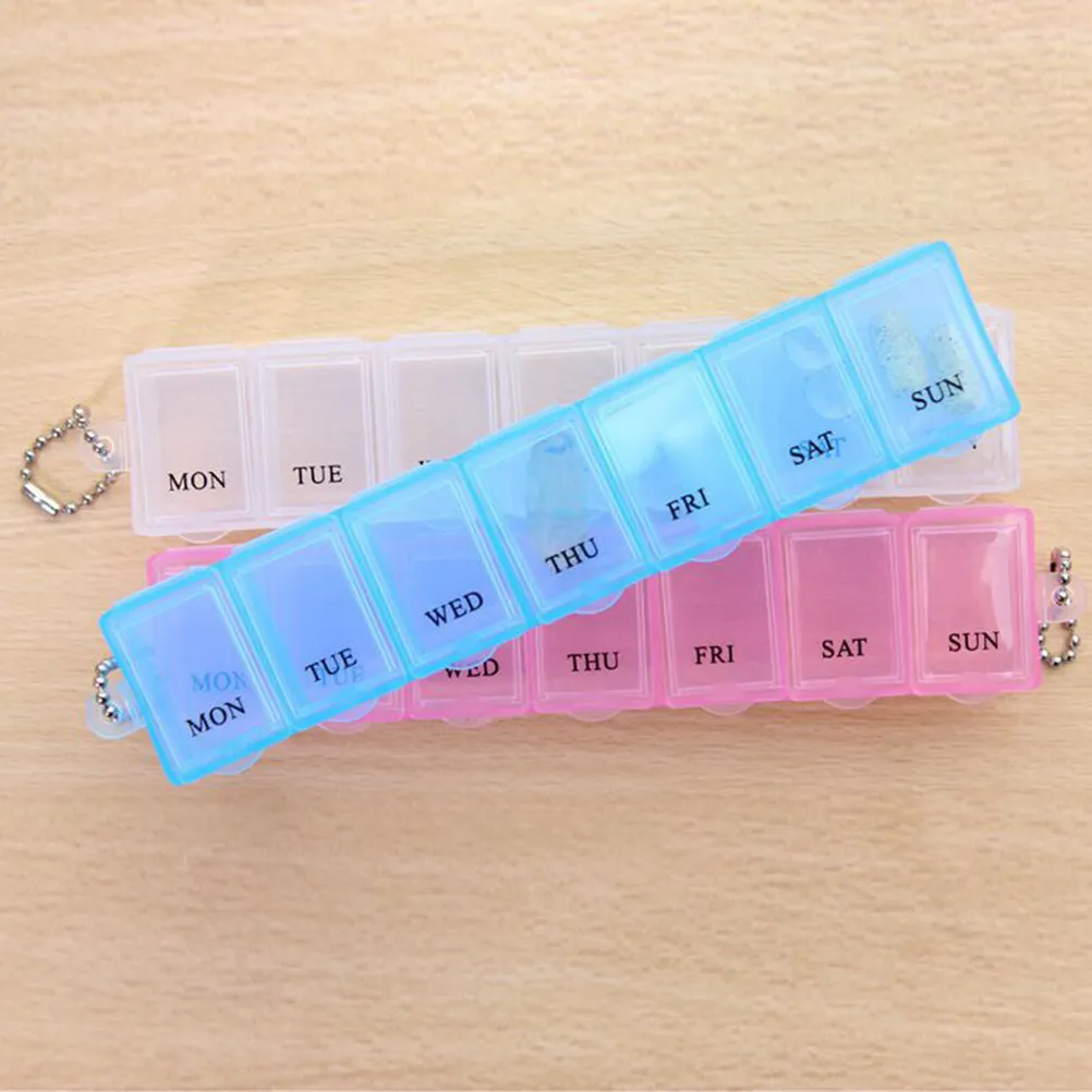 2Pcs 7-Day Weekly Pill Organizer with Tight-Seal Lids Hygienic Plastic Travel Medicine Box Supplements Elderly