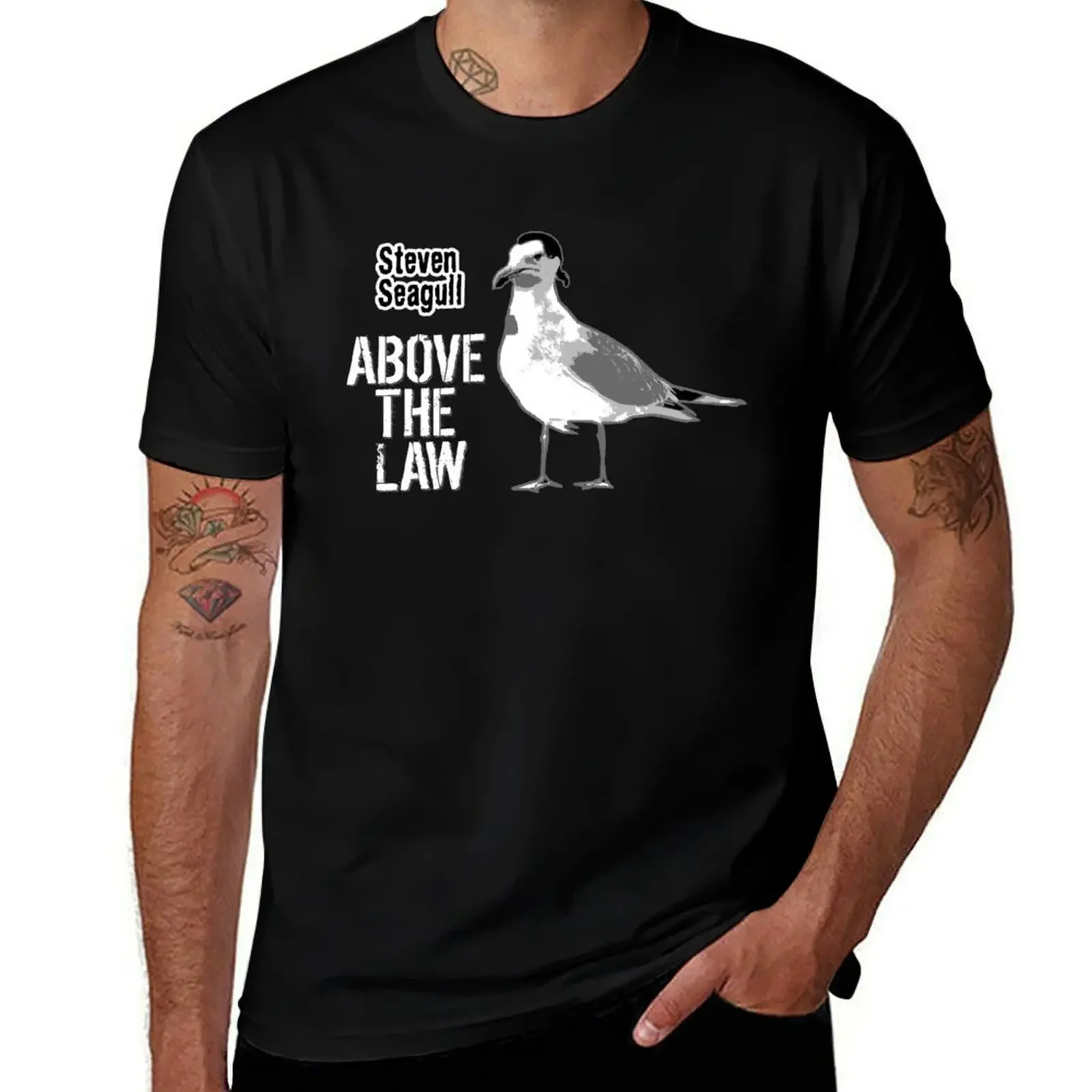 

Steven Seagull Above The Law - Funny T-Shirt oversizeds blue archive mens graphic t-shirts hip hop