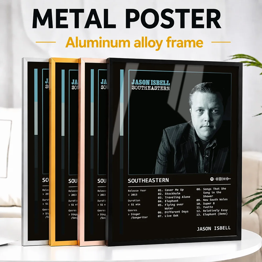 Southeastern 2013 Album By Jason Isbell Framed Metal Print Customized Photo High Contrast Stage Style Wall Art For Living Room