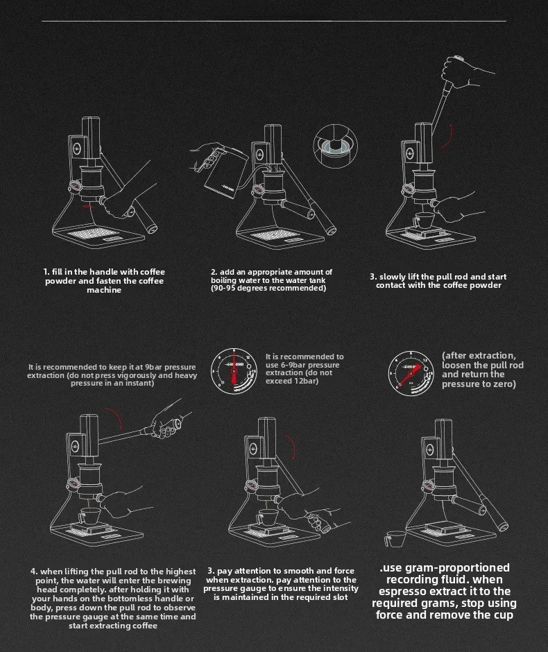 Sonic S7 espresso manual variable pressure pull rod hand pressure coffee machine 58mm