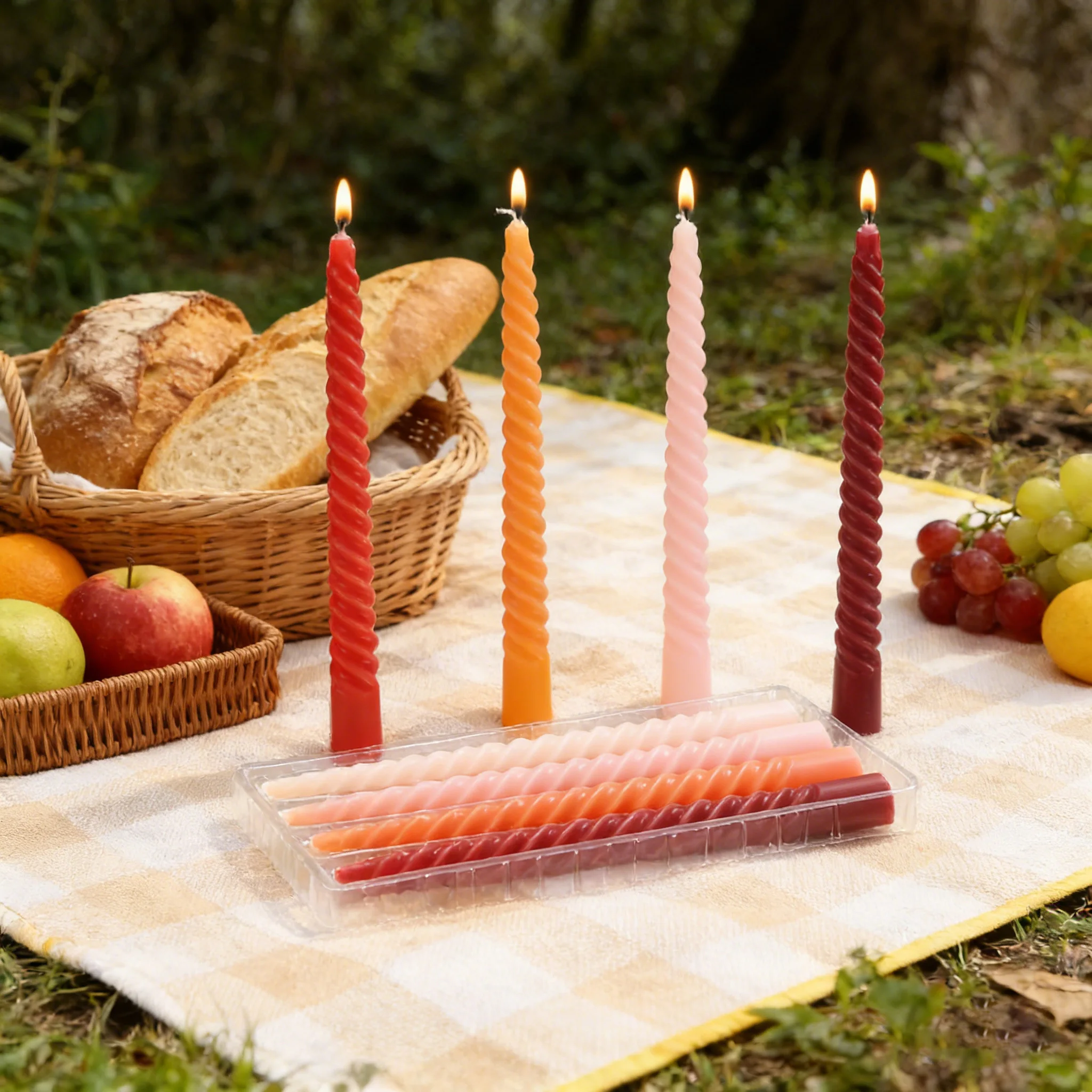 25cm Long Spiral Colorful Candle Decorative Twist Wax Candle for Home Dining Party Ambience