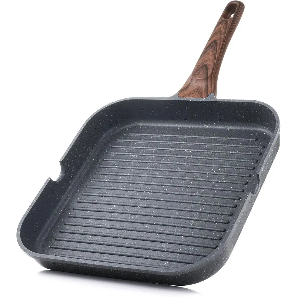 

Nonstick Grill Pan, Tile Griddle Pan with Pour Spouts, Square Grill Pan, Big Cooking Surface, Durable Grill Skillet, Indoor & Ou