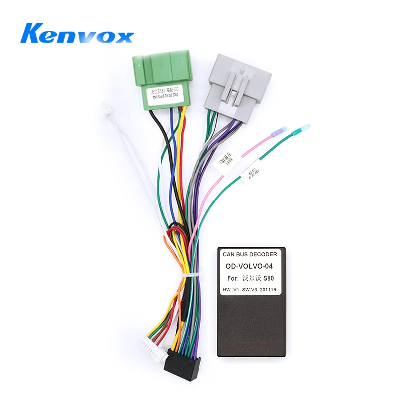 Kenvox 16Pin 자동차 배선 하네스 어댑터 Canbus 박스 디코더 볼보 S80 XC70 V70 S60 1999-2006 용 안드로이드 라디오 전원 케이블