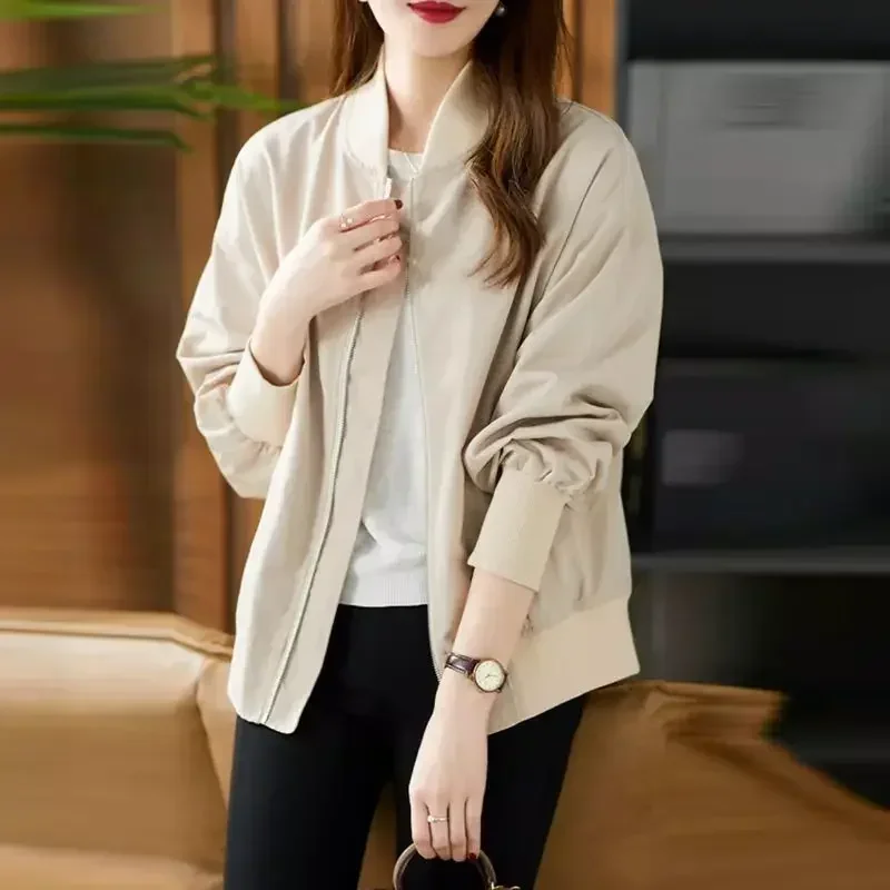 Zip-up Plain Women's Bomber Jackets Fashion High Quality Korean Reviews Clothes Female Baseball Aviator Coats Trend 2024 Deals