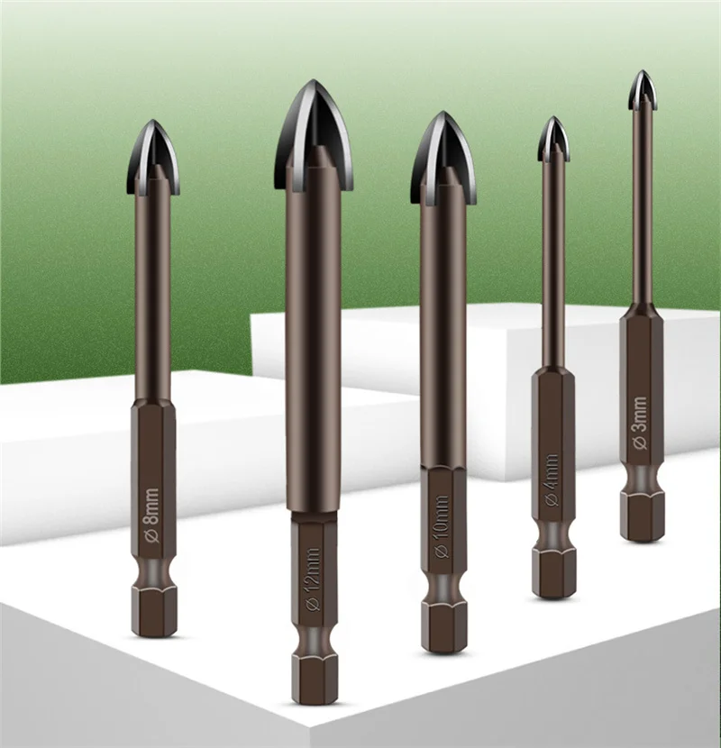 20PCS QIPANG Set di trapano per calcestruzzo in vetro piastrella esagonale incrociata per dimensioni della parete 3-12mm foro apri punte triangolari in lega dura di mattoni