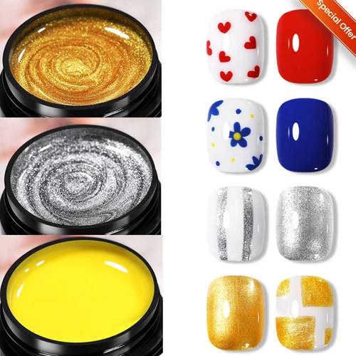 Imagen 1 del producto BORN PRETTY 5ml pintura artística de uñas Gel esmalte de uñas 3D brillo pellizco dibujo remojo UV LED barniz DIY diseño de Arte de uñas