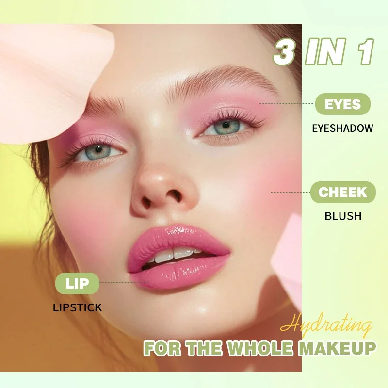 3-in-1 multi-function makeup stick, powder blusher lipstick eye shadow, waterproof and sweat proof, create a perfect makeup
