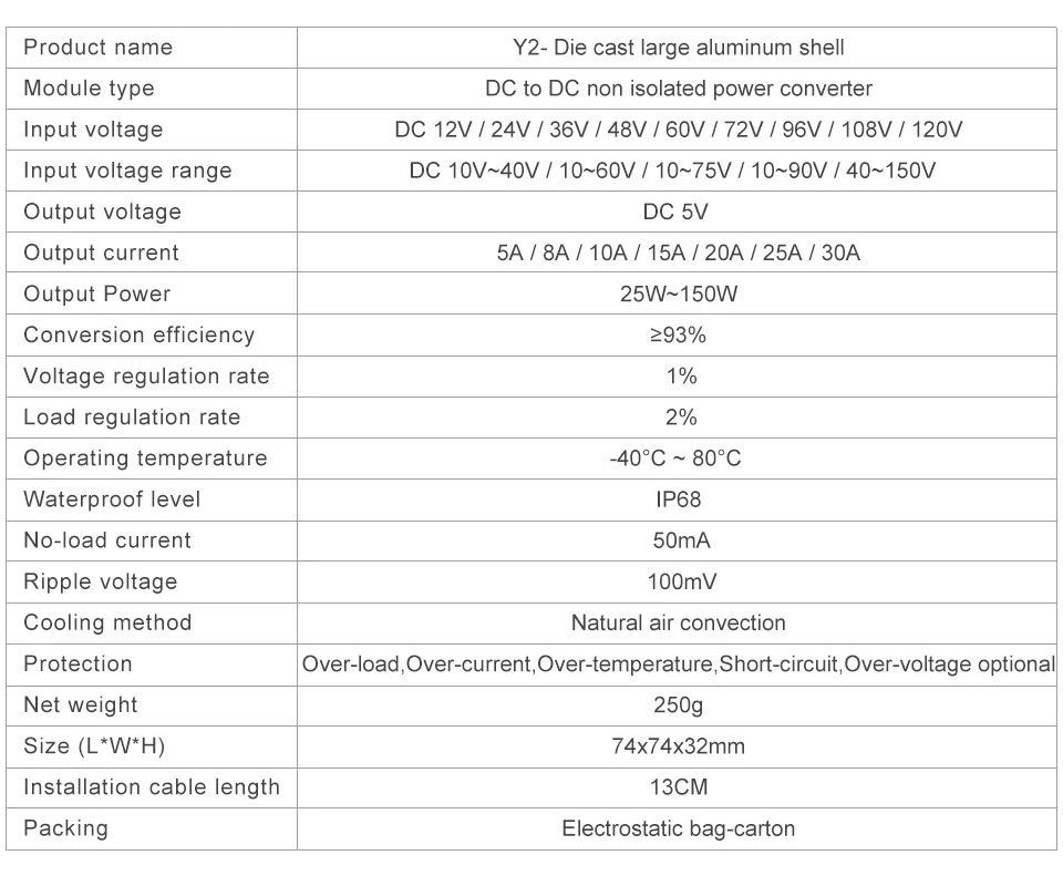 12V 36V 48V 60V 72V zu 5V DC Step-Down Stromwandler 24V zu 5V Bordcomputer Schalter Router Strommodul Transformator – Detail 2