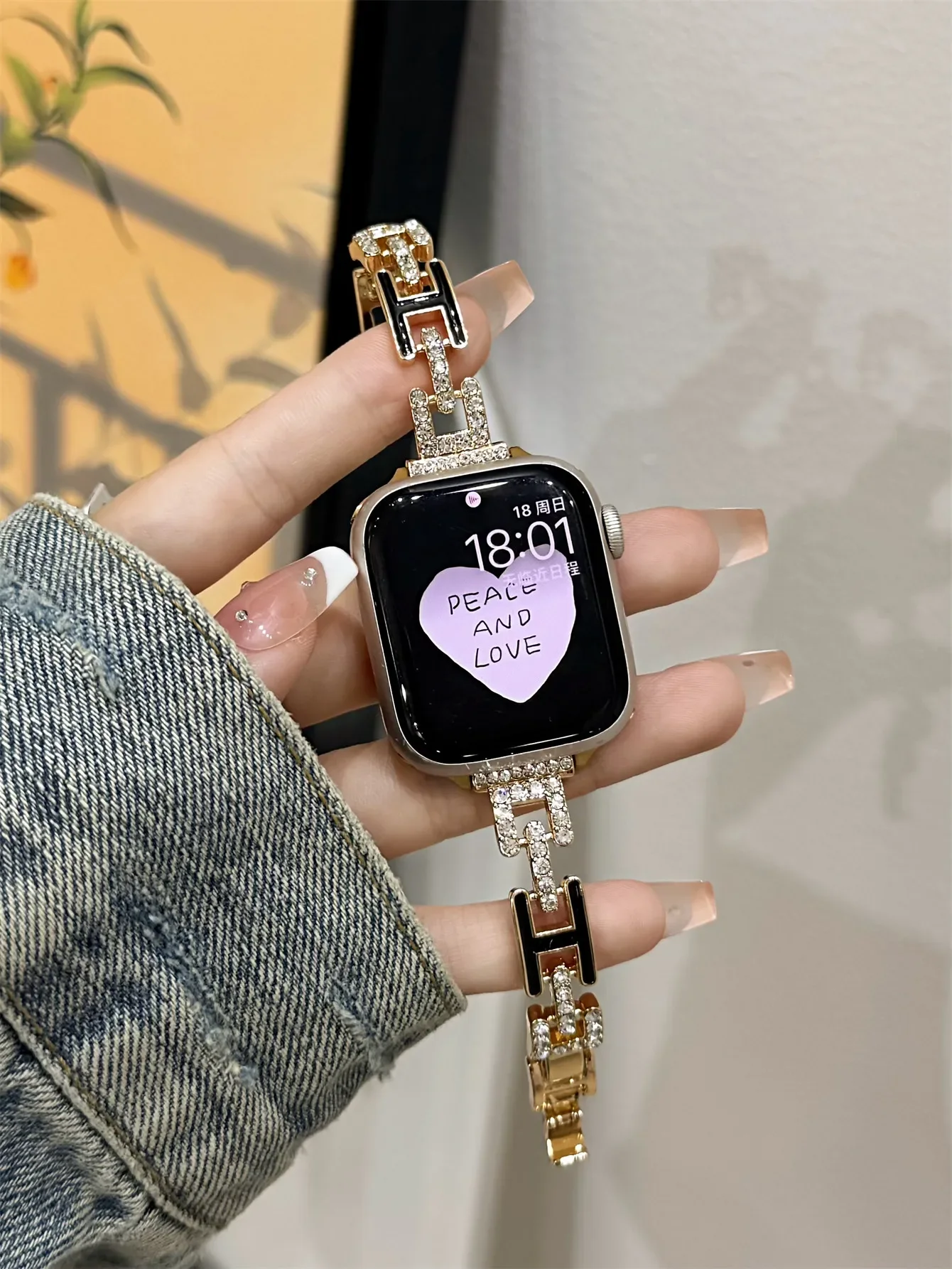 Металлический браслет Bling Advanced Letter для Apple Watch, женский ремешок серии 8/7/6/10/9 40 мм, 41 мм, 38 мм, 42 мм, 44 мм, 45 мм, 46 мм, ремешок
