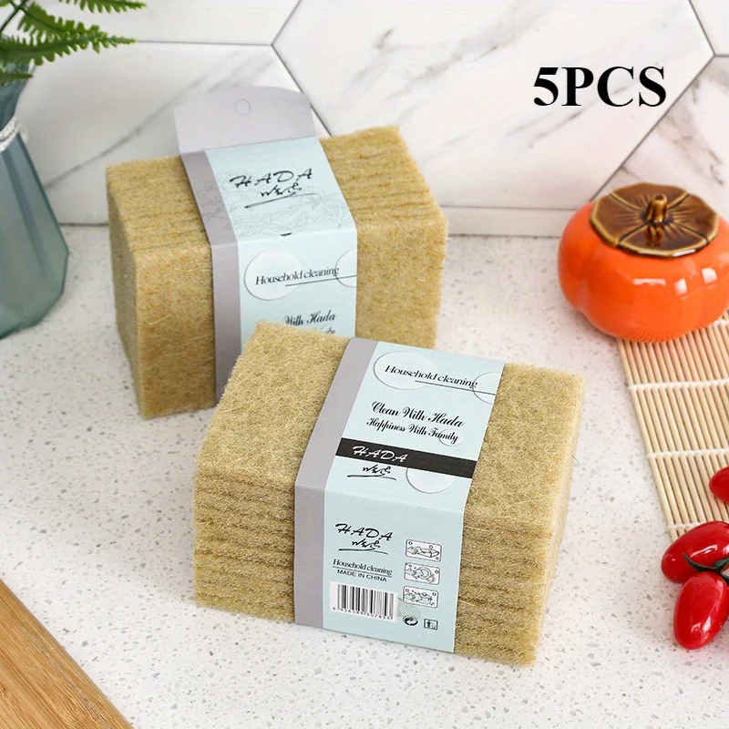 5 Stück Kokosfaser-Scheuerschwämme – hochwertige, wiederverwendbare Peeling-Pads aus Vliesstoff für die Reinigung von Küche, Badezimmer und Wohnzimmer