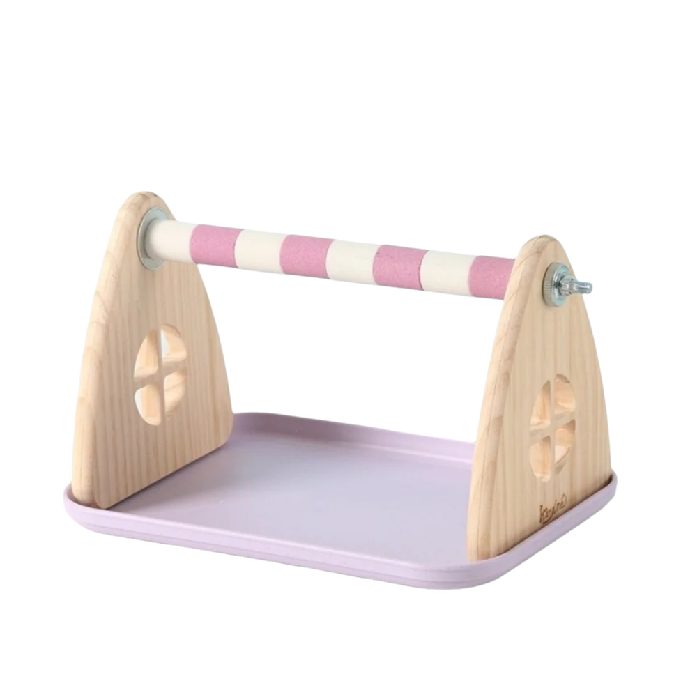 

Bite Resistant Wooden Bird Platform Stable with Tray Bird Training Stand Multi-functional Durable Cockatiel Grinding Sticks