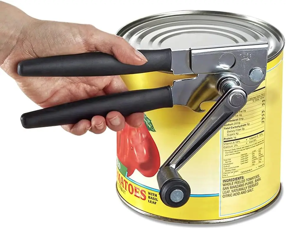 

MEI Can Openers Manual with Rubber-Coated Handles and Crank, Heavy-Duty Commercial Opener with Sharp Blade for Jars Bottle