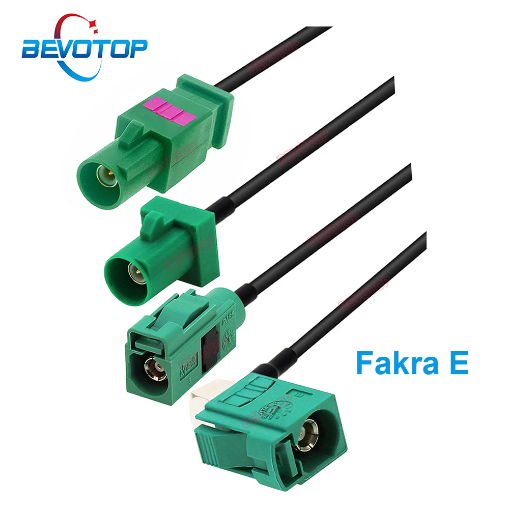 1PCS E Type Green Fakra E Male/ Female RG174 RF Coaxial Pigtail Antenna Extension Cable BEVOTOP Fakra Jumper 0.1M~20M Customized