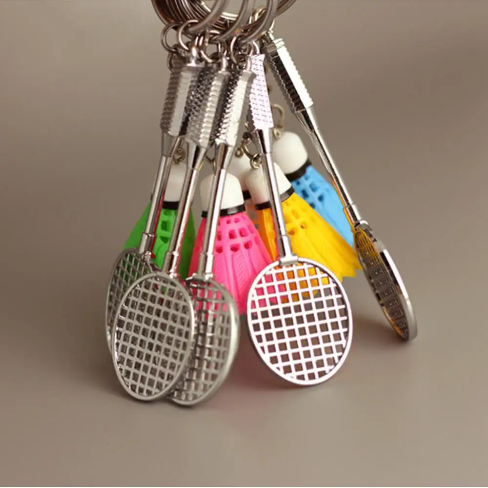 Mini Badminton Bat Key Chain Alloy Shuttlecock Pendant Keyring Keyring Accessory for Bag and Keys