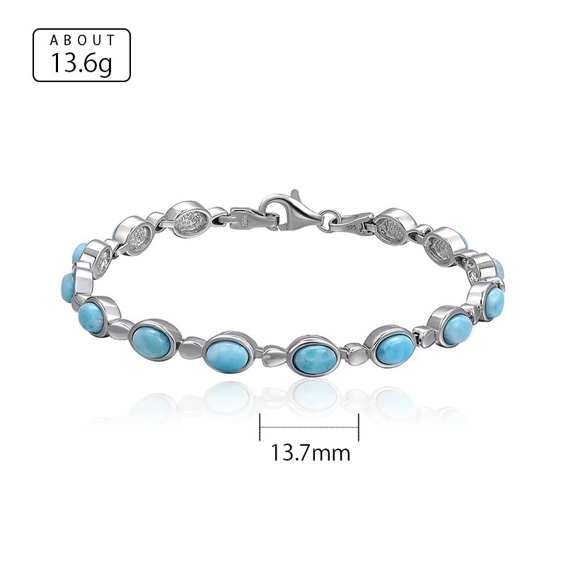 XYOP Natural Larimar Blue Oval Classic Bracelet Burning Christmas, Warm For Love, Warm Winter Praise