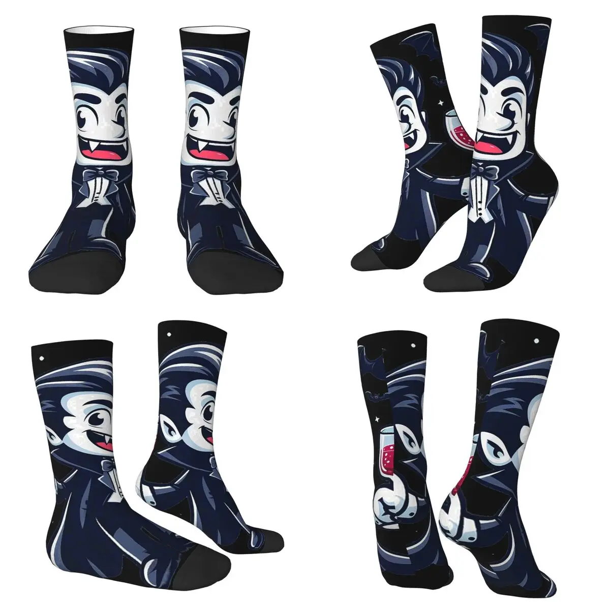 

Носки для вечеринки в честь Хэллоуина с изображением вина и вампиров, влагопоглощающие носки в стиле Харадзюку, всесезонные длинные носки унисекс, подарок на День святого Валентина