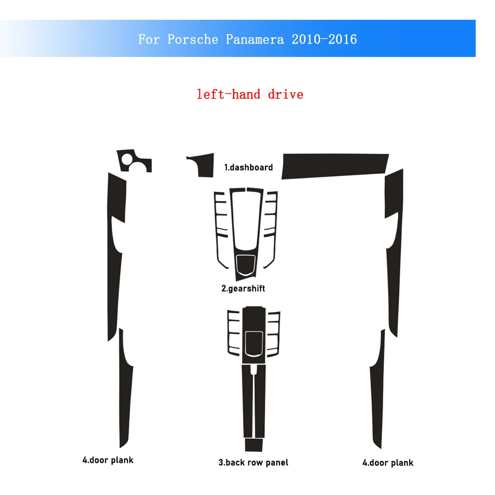 

Carbon Fiber For Porsche Panamera 2010-2016 Car Film Interior Sticker Center Console Gear Dashboard Air Door Handle Lift Panel