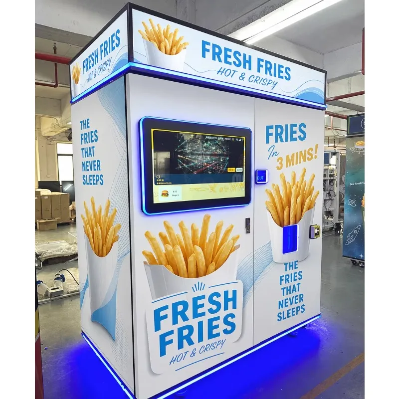 Hot food French fries vending machine with remote monitoring function, wholesale price automatic French fries vending machine