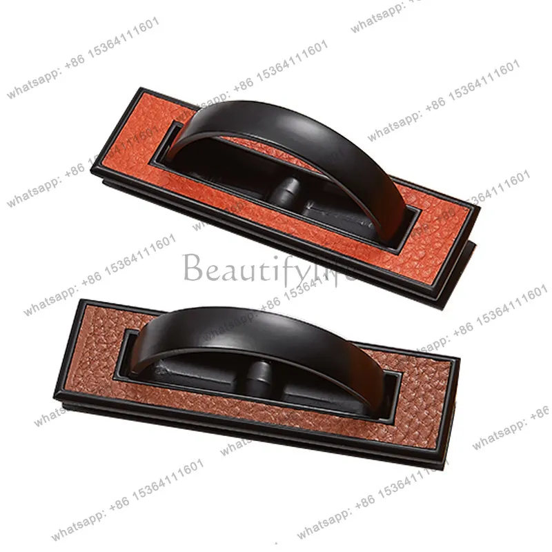 Tatami dark handle invisible interior embedded drawers cabinet wardrobe leather handle modern simplicity
