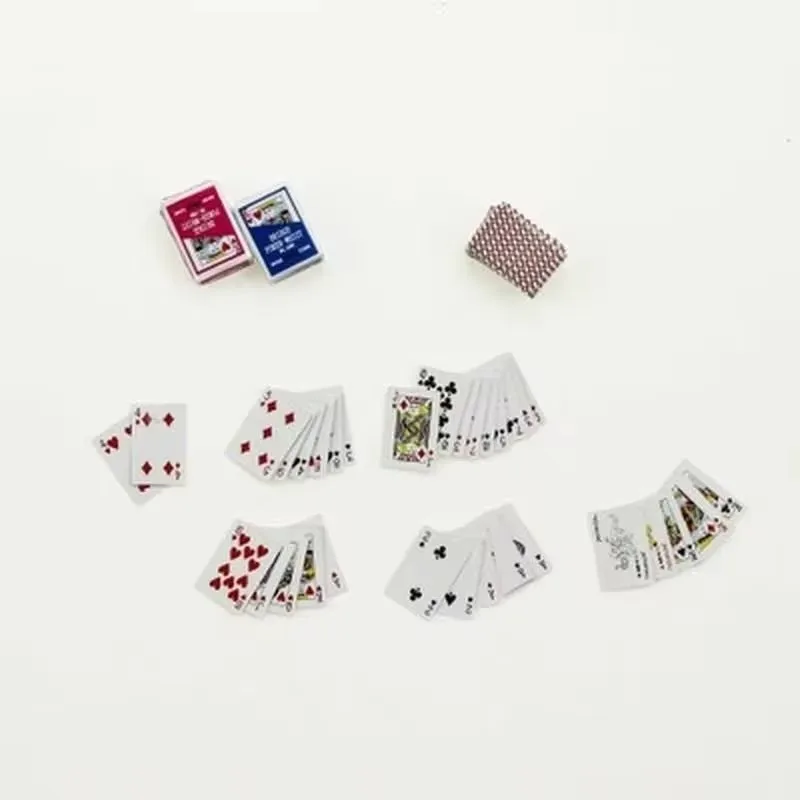 108 sheets Mini Cute 1:12 Dollhouse Miniatures Poker Home Decoration  Cards Playing Game for Doll