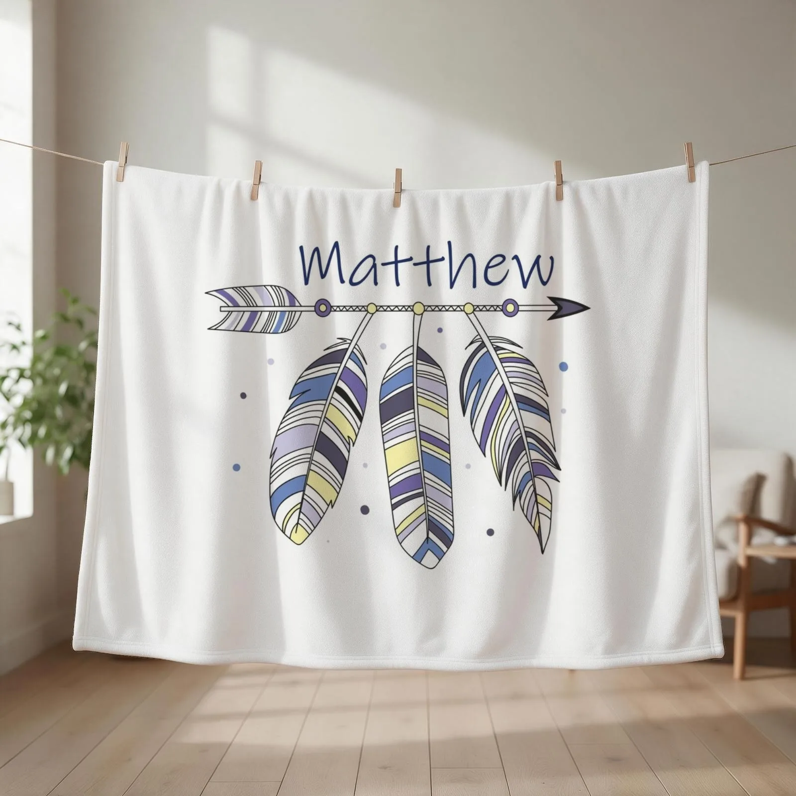 Matthew Throw Blanket Plaid on the sofa Soft Plaid Furrys Personalized Gift Blankets
