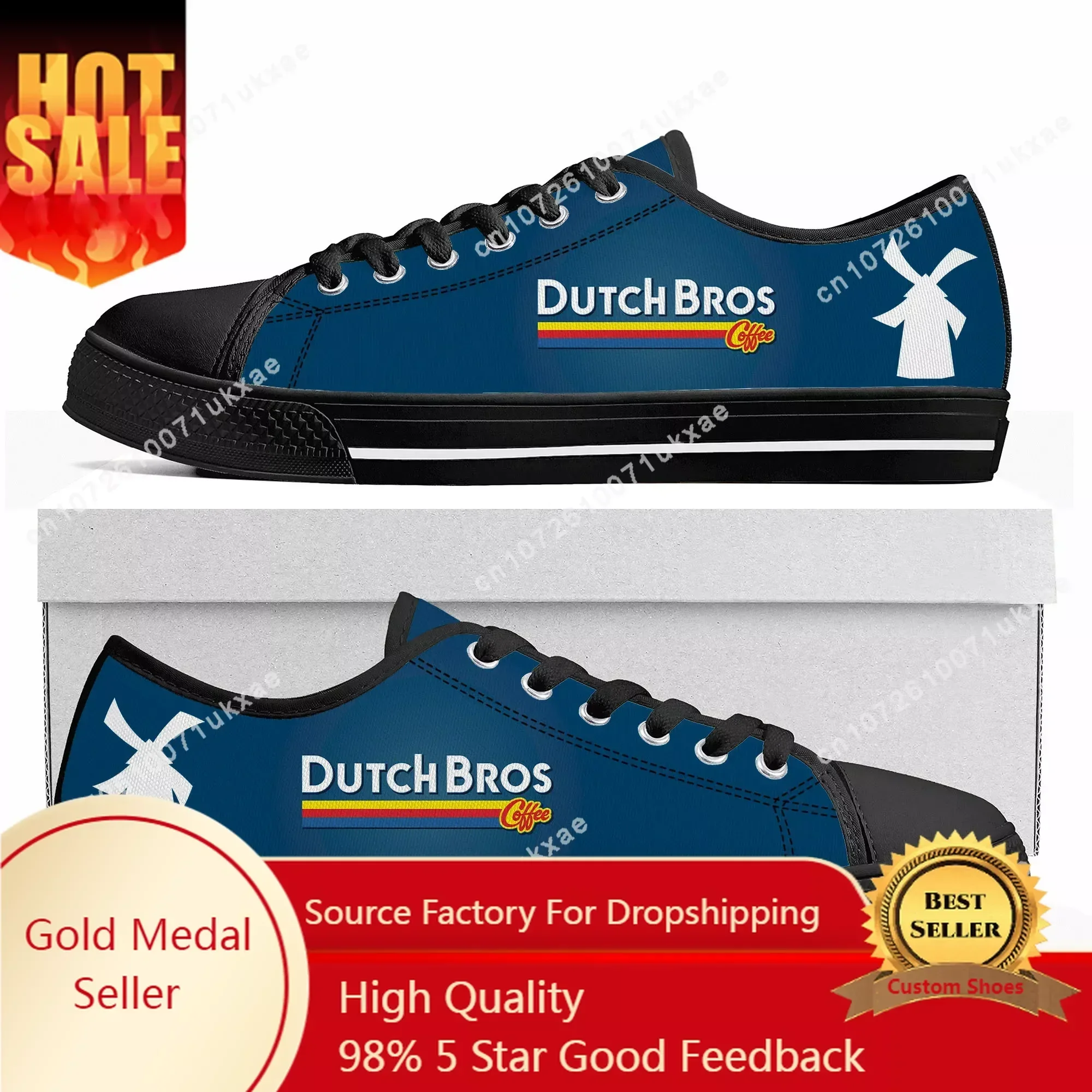 

Dutch Bros Coffee Low Top Sneakers Mens Womens Teenager High Quality Canvas Sneaker couple Casual Shoes Customize DIY Shoe