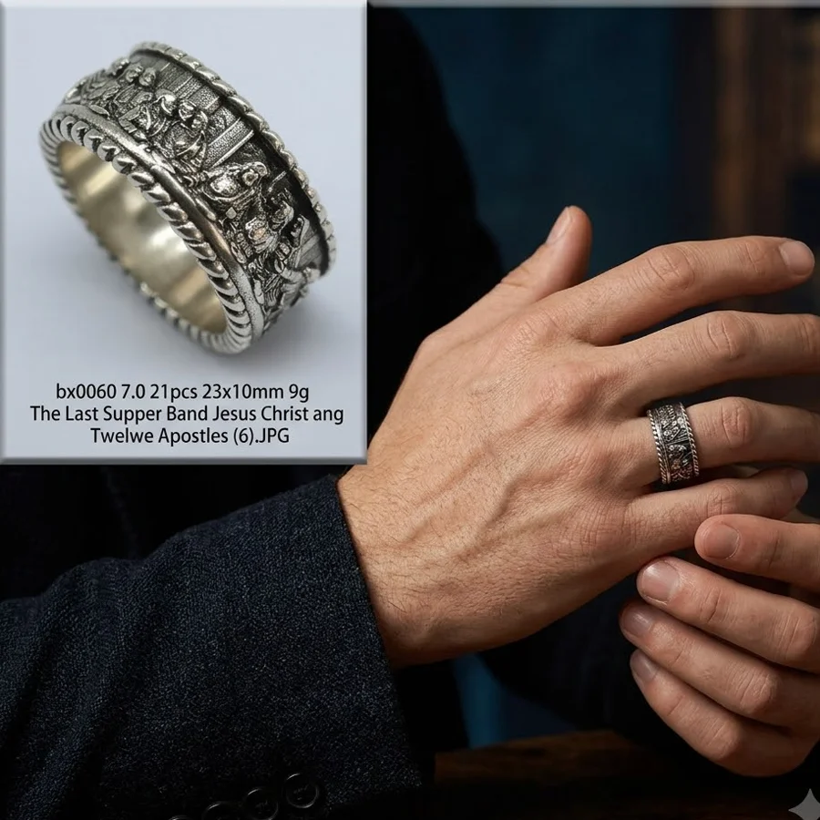 Buy 4 Get 1 Free The Last Supper Band Jesus Christ ang Twelwe Apostles Men Present Stainless steel Rings Many Sizes