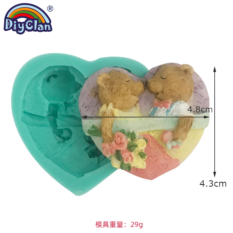 Love Kiss Bear Shaped Silicone Mold Home Wedding Decoration Supplies Baking Props Cookies Chocolate Kitchen Utensils Mould