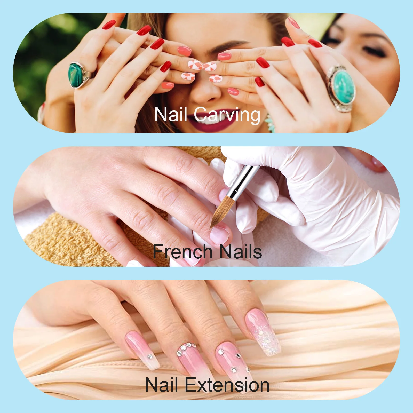 فرشاة جل مانيكير كولينسكي ، فرشاة تزيين الأظافر ، مسحوق سائل أكريليك ، جل ، قلم رسم ببطانة ، #3