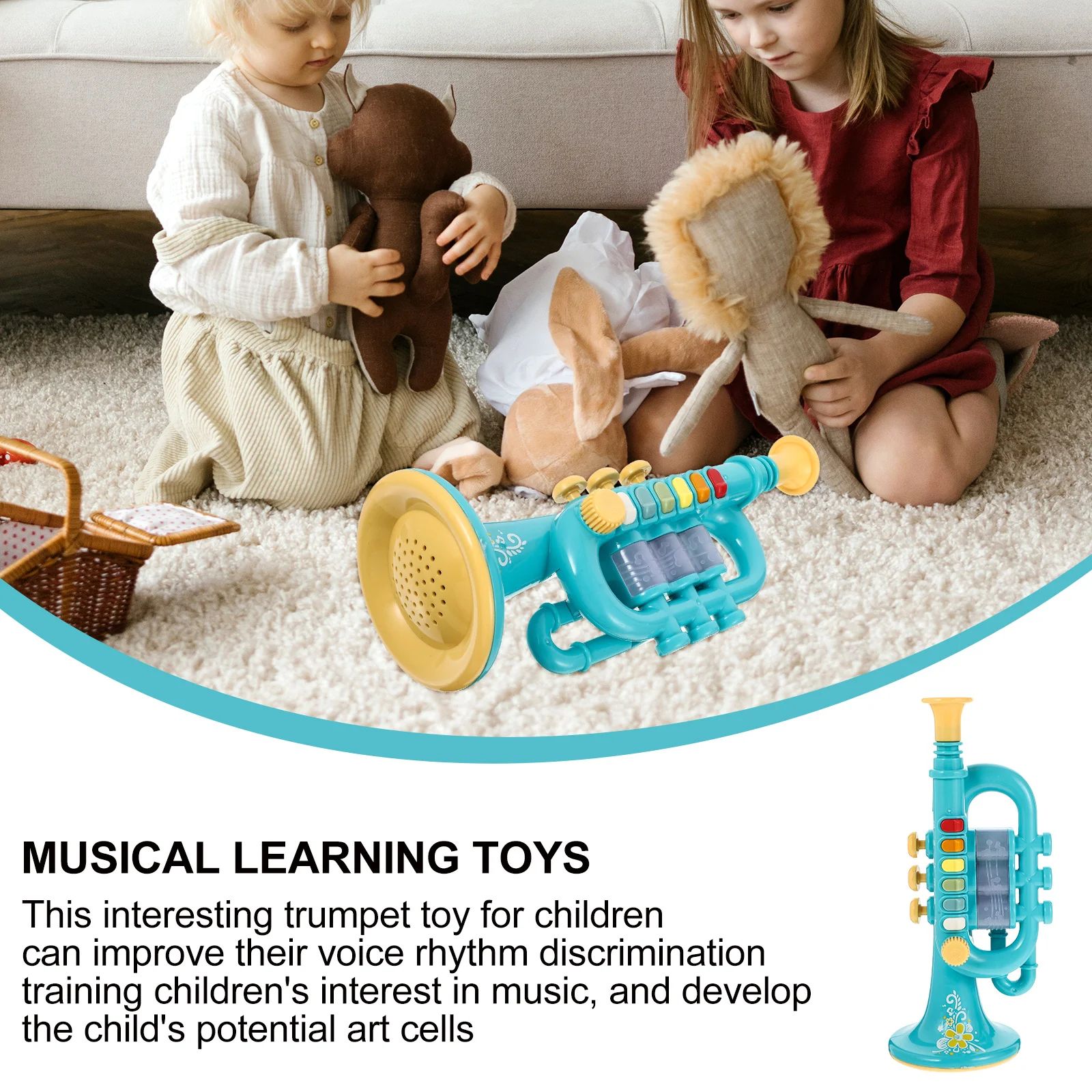 1set 1Set Kids Trumpet Musical Learning Instrument For Children Wind Plaything Mini Simulation Horn Educational Sound Blowing