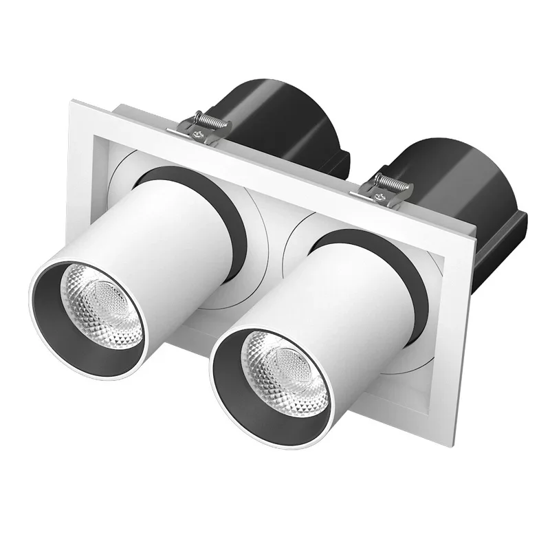 LED Spotlights Telescopic Folding Grille Spot Light 1 Head 2 Head 3 Head Series Lamp Square Ceiling Foco Recessed Anti Glare