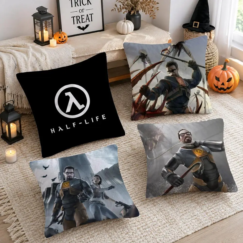 Shooter Video Game H-Half Life 2 Cushion Cover Plush Decorative Pillow Case With Hidden Zipper Cutecore Room Decor For Home