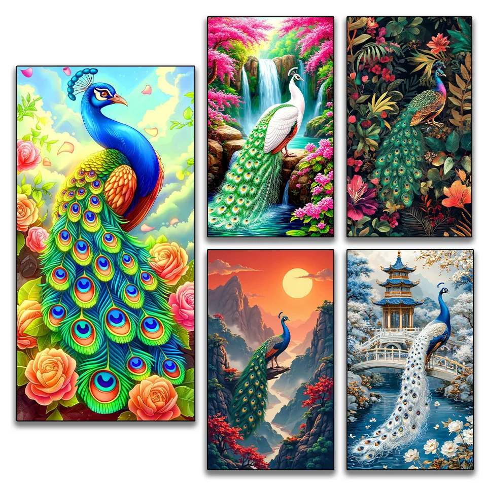 

DIY diamond mosaic Peacock embroidery Diamond painting 5D full square round diamond Crystal Art Handmade cross stitch home decor