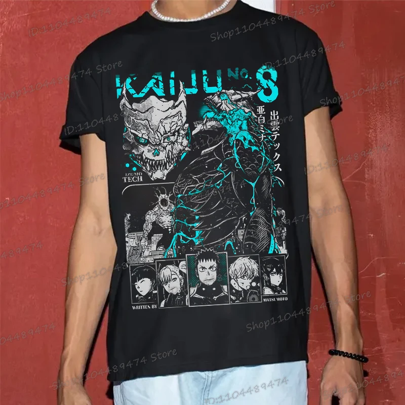 

Anime Kaiju No 8 T-shirt Kafka Hibino Men Funny Manga Tees Loose Round Neck Graphic T Shirts Y2K Comic Kaiju No 8 Cotton Tshirt