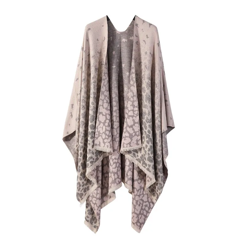 

Women's Imitation Cashmere Cape Shawl Simple High-quality Scarf Gradient Line Slit Cape Cashmere Shawl Fashion New All-match