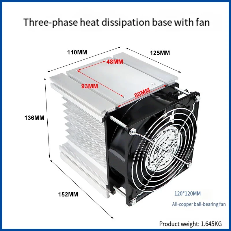 

Three-Phase SSR Heat Sink Mount, Aluminum Heat Sink for Solid State Relay Models Y110/Y150/Y200/Y250/Y300/H105/H150/H110