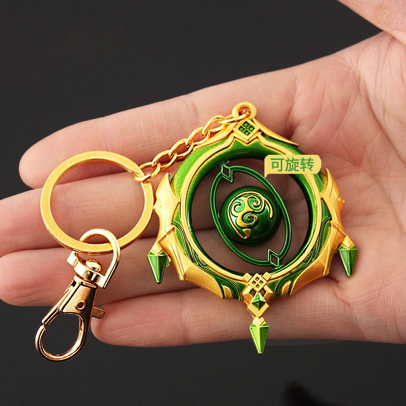 Genshin Impact Game Ornaments Rotatable Multiplier Fixed Earth Jade Jade Alloy Keychain Model Pendant 7cm Toy Gift