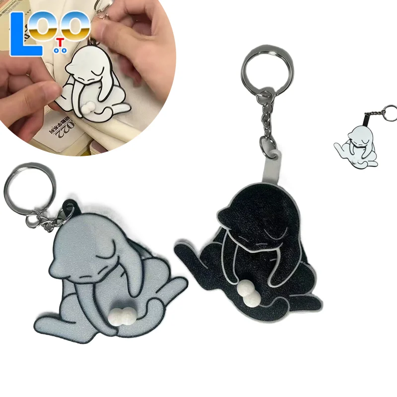 1pcs เล่นดึงไข่แมวพวงกุญแจจี้น่ารักและตลกหมุนได้อะคริลิคกระเป๋าจี้สําหรับผู้หญิงพวงกุญแจกระเป๋าอุปกรณ์เสริม