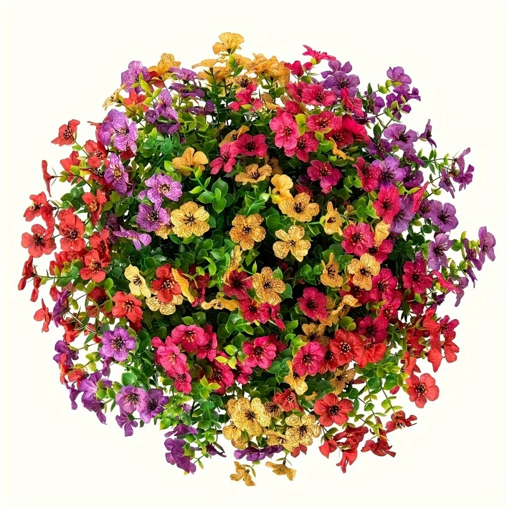 12 Bundles,Uv-Resistant Artificial Daisy Flowers - Mixed Colors, Faux Silk Boxwood For Outdoor Decor