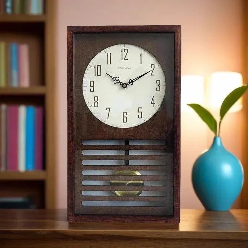 Wood Retro Wall Clocks Decorative Wall Watch Minimalist Luxury Aesthetic Living Room Clocks Silent Elegant Pendulum Watches