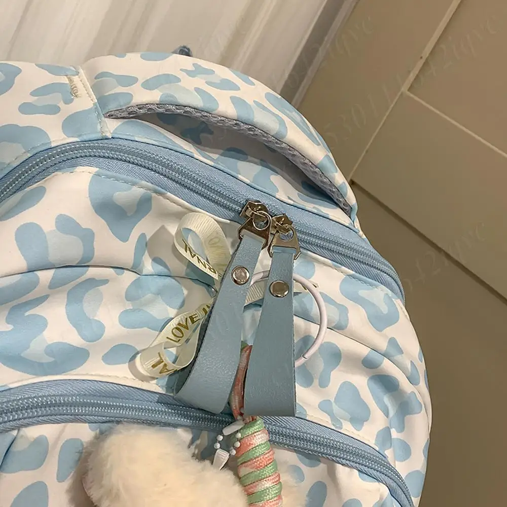 حقيبة كمبيوتر محمول بطبعة الفهد خفيفة الوزن من النايلون حقيبة مدرسية متوسطة الاتجاه لطلاب الجامعات الثانوية حقيبة كتب كبيرة للسفر على ظهره #4