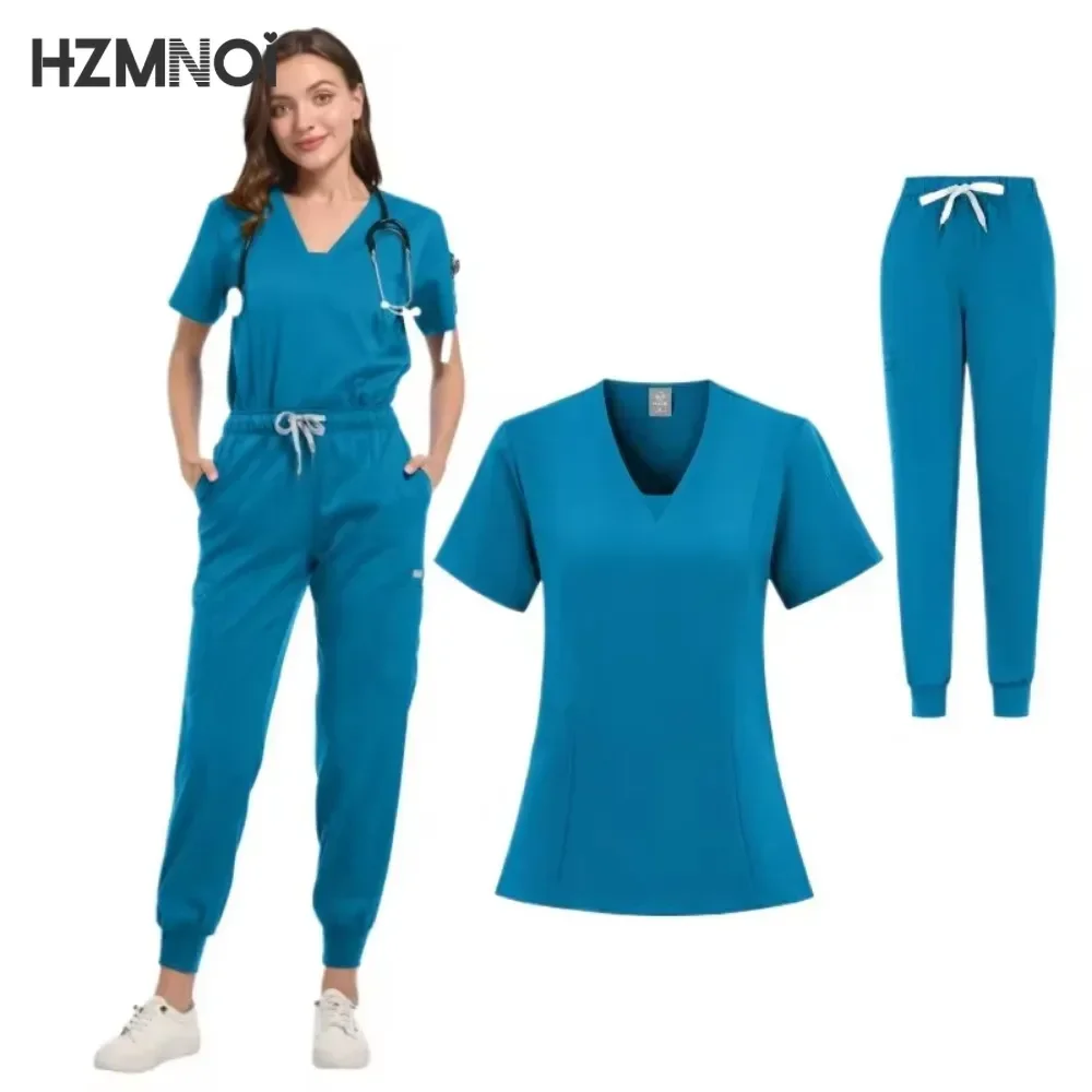 Women Scrubs Sets Nurse Accessories Medical Uniform Specail V Neck Tops Pockets Pants Hospital Clinical Workwear Surgical Suits