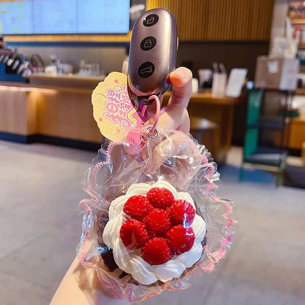 Hand Relax Cute Cake Squishy Keychain Bounce Shapable Strawberry Cake Squishy Keychain Handmade Pinch Bag Pendant Kids Adults